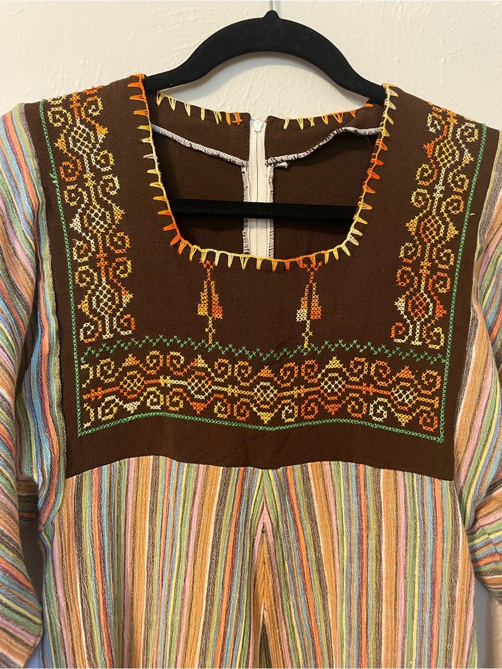 Vintage South American Huipil Cross Stitch Dress Size M